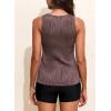 image:imageAleumdr Womens Blouson Tankini Swimsuits Cutout Textured Two Piece Swimsuit with High Waisted Short Modest Bathing SuitsDark Brown