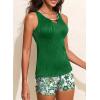 image:imageAleumdr Womens Blouson Tankini Swimsuits Cutout Textured Two Piece Swimsuit with High Waisted Short Modest Bathing SuitsDark Green