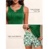 image:imageAleumdr Womens Blouson Tankini Swimsuits Cutout Textured Two Piece Swimsuit with High Waisted Short Modest Bathing SuitsDark Green