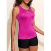 image:imageAleumdr Womens Blouson Tankini Swimsuits Cutout Textured Two Piece Swimsuit with High Waisted Short Modest Bathing SuitsRose Red