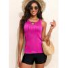 image:imageAleumdr Womens Blouson Tankini Swimsuits Cutout Textured Two Piece Swimsuit with High Waisted Short Modest Bathing SuitsRose Red
