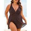 image:imageAleumdr Womens Plus Size Swimsuit One Piece Swim Dress Full Coverage Modest Tummy Control Bathing Suit with Skirt