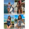 image:imageAleumdr Womens Textured One Piece Swimsuit Tummy Control Bathing Suit with Bow Tie Knot Cutout Ruching SwimwearLavender Purple
