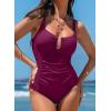 image:imageAleumdr Womens One Piece Swimsuits Tummy Control Bathing Suit UWire Cutout Ruched Slimming SwimwearViolet