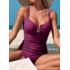 image:imageAleumdr Womens One Piece Swimsuits Tummy Control Bathing Suit UWire Cutout Ruched Slimming SwimwearViolet