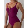 image:imageAleumdr Womens One Piece Swimsuits Tummy Control Bathing Suit UWire Cutout Ruched Slimming SwimwearViolet