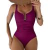 image:imageAleumdr Womens One Piece Swimsuits Tummy Control Bathing Suit UWire Cutout Ruched Slimming SwimwearViolet