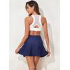 image:imageAleumdr Womens 3 High Waisted Swim Skirt with Zipper Pockets Tummy Control Side Split Bathing Suit Swimsuit Tankini BottomsNavy Blue