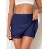 image:imageAleumdr Womens 3 High Waisted Swim Skirt with Zipper Pockets Tummy Control Side Split Bathing Suit Swimsuit Tankini BottomsNavy Blue