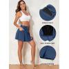 image:imageAleumdr Womens 3 High Waisted Swim Skirt with Zipper Pockets Tummy Control Side Split Bathing Suit Swimsuit Tankini BottomsSail Blue