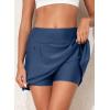 image:imageAleumdr Womens 3 High Waisted Swim Skirt with Zipper Pockets Tummy Control Side Split Bathing Suit Swimsuit Tankini BottomsSail Blue