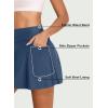 image:imageAleumdr Womens 3 High Waisted Swim Skirt with Zipper Pockets Tummy Control Side Split Bathing Suit Swimsuit Tankini BottomsSail Blue