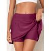 image:imageAleumdr Womens 3 High Waisted Swim Skirt with Zipper Pockets Tummy Control Side Split Bathing Suit Swimsuit Tankini BottomsViolet