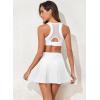 image:imageAleumdr Womens 3 High Waisted Swim Skirt with Zipper Pockets Tummy Control Side Split Bathing Suit Swimsuit Tankini BottomsWhite