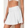 image:imageAleumdr Womens 3 High Waisted Swim Skirt with Zipper Pockets Tummy Control Side Split Bathing Suit Swimsuit Tankini BottomsWhite