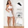 image:imageAleumdr Womens 3 High Waisted Swim Skirt with Zipper Pockets Tummy Control Side Split Bathing Suit Swimsuit Tankini BottomsWhite