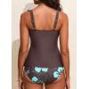 image:imageAleumdr Womens Tankini Bathing Suit Modest Two Piece Swimsuit Ruffle V Neck Swim Tank Top with High Waisted BottomA9 Chicory Coffee