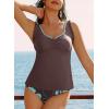 image:imageAleumdr Womens Tankini Bathing Suit Modest Two Piece Swimsuit Ruffle V Neck Swim Tank Top with High Waisted BottomA9 Chicory Coffee