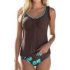 image:imageAleumdr Womens Tankini Bathing Suit Modest Two Piece Swimsuit Ruffle V Neck Swim Tank Top with High Waisted BottomA9 Chicory Coffee
