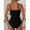 image:imageAleumdr Tummy Control One Piece Bathing Suit for Women V Neck Tie Front Cutout Swimsuit High Cut Slimming SwimwearBlack