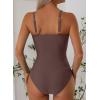 image:imageAleumdr Tummy Control One Piece Bathing Suit for Women V Neck Tie Front Cutout Swimsuit High Cut Slimming SwimwearCoffee