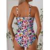 image:imageAleumdr Tummy Control One Piece Bathing Suit for Women V Neck Tie Front Cutout Swimsuit High Cut Slimming SwimwearFloral Purple