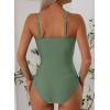 image:imageAleumdr Tummy Control One Piece Bathing Suit for Women V Neck Tie Front Cutout Swimsuit High Cut Slimming SwimwearFour Leaf Clover