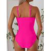 image:imageAleumdr Tummy Control One Piece Bathing Suit for Women V Neck Tie Front Cutout Swimsuit High Cut Slimming SwimwearRose Red