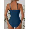 image:imageAleumdr Tummy Control One Piece Bathing Suit for Women V Neck Tie Front Cutout Swimsuit High Cut Slimming SwimwearSail Blue