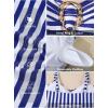 image:imageAleumdr Womens Striped One Piece Swimsuit Tummy Control Bathing Suit with Metal Ring Cutout SwimwearBlue Stripe