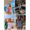 image:imageAleumdr Womens Striped One Piece Swimsuit Tummy Control Bathing Suit with Metal Ring Cutout SwimwearBrown Stripe