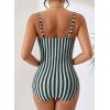 image:imageAleumdr Womens Striped One Piece Swimsuit Tummy Control Bathing Suit with Metal Ring Cutout SwimwearBrown Stripe