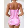 image:imageAleumdr Womens Striped One Piece Swimsuit Tummy Control Bathing Suit with Metal Ring Cutout SwimwearPink Stripe