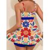 image:imageAleumdr Women Printed Two Piece Tankini Swimsuits Tummy Control Swim Dress High Waisted Boyshort with PocketsBeige