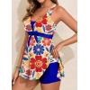 image:imageAleumdr Women Printed Two Piece Tankini Swimsuits Tummy Control Swim Dress High Waisted Boyshort with PocketsBeige
