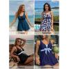 image:imageAleumdr Women Printed Two Piece Tankini Swimsuits Tummy Control Swim Dress High Waisted Boyshort with PocketsBlack Spots