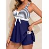 image:imageAleumdr Women Printed Two Piece Tankini Swimsuits Tummy Control Swim Dress High Waisted Boyshort with PocketsBlue Stripe