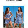 image:imageAleumdr Womens One Piece Swimsuit Floral Print Whip Stitch Tummy Control Swimdress Skirt Bathing Suit with PocketDark Brown