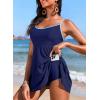image:imageAleumdr Womens One Piece Swimsuit Floral Print Whip Stitch Tummy Control Swimdress Skirt Bathing Suit with PocketNavy Blue