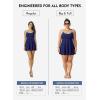 image:imageAleumdr Womens One Piece Swimsuit Floral Print Whip Stitch Tummy Control Swimdress Skirt Bathing Suit with PocketNavy Blue