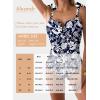 image:imageAleumdr Womens One Piece Swimsuits Tummy Control Bathing Suits V Neck Boho Tie Shoulder Ruched Full Coverage SwimwearOrange