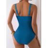 image:imageAleumdr Womens One Piece Swimsuits Tummy Control Bathing Suits V Neck Boho Tie Shoulder Ruched Full Coverage SwimwearSolid Prussian Blue