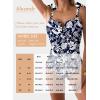 image:imageAleumdr Womens One Piece Swimsuits Tummy Control Bathing Suits V Neck Boho Tie Shoulder Ruched Full Coverage SwimwearSolid Prussian Blue