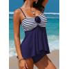 image:imageAleumdr Womens Tankini Swimsuit Flower Flyaway Two Piece Bathing Suit Bandeau Swim Top with High Waisted BottomBlue Stripe