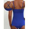 image:imageAleumdr Womens Tankini Swimsuit Flower Flyaway Two Piece Bathing Suit Bandeau Swim Top with High Waisted BottomDark Blue