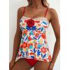 image:imageAleumdr Womens Tankini Swimsuit Flower Flyaway Two Piece Bathing Suit Bandeau Swim Top with High Waisted BottomRed