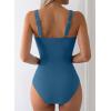 image:imageAleumdr Womens Textured One Piece Swimsuit Tummy Control Bathing Suit Tie Knot Cutout SwimwearBlue