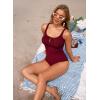 image:imageAleumdr Womens Textured One Piece Swimsuit Tummy Control Bathing Suit Tie Knot Cutout SwimwearCoffee
