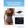 image:imageAleumdr Womens Textured One Piece Swimsuit Tummy Control Bathing Suit Tie Knot Cutout SwimwearCoffee