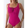 image:imageAleumdr Womens Textured One Piece Swimsuit Tummy Control Bathing Suit Tie Knot Cutout SwimwearRose